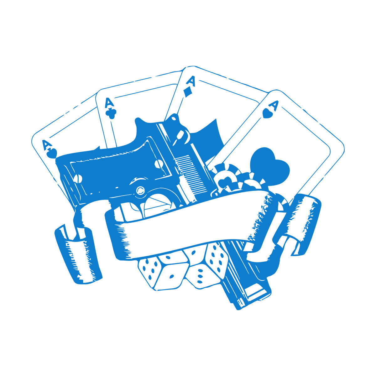 Wall Stickers Casino Poker Playing Cards Risk Gun Aces Player Chips Self Adhesive