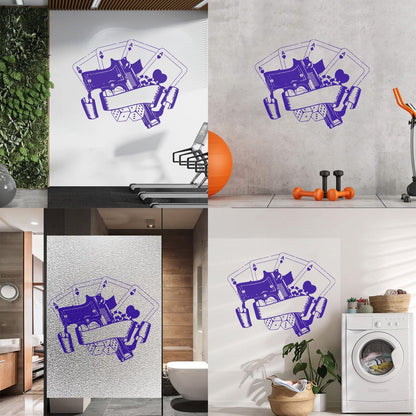 Wall Stickers Casino Poker Playing Cards Risk Gun Aces Player Chips Self Adhesive