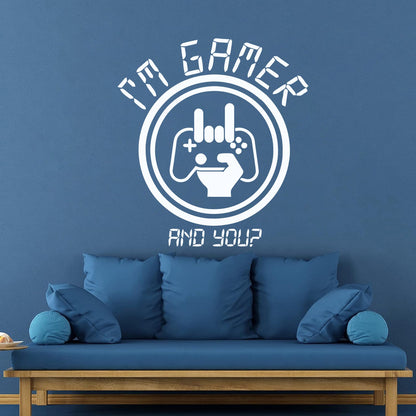 Mural And Wall Vinyl Decal I?M Game Game Joystick Boys Phrase Wall Beautification