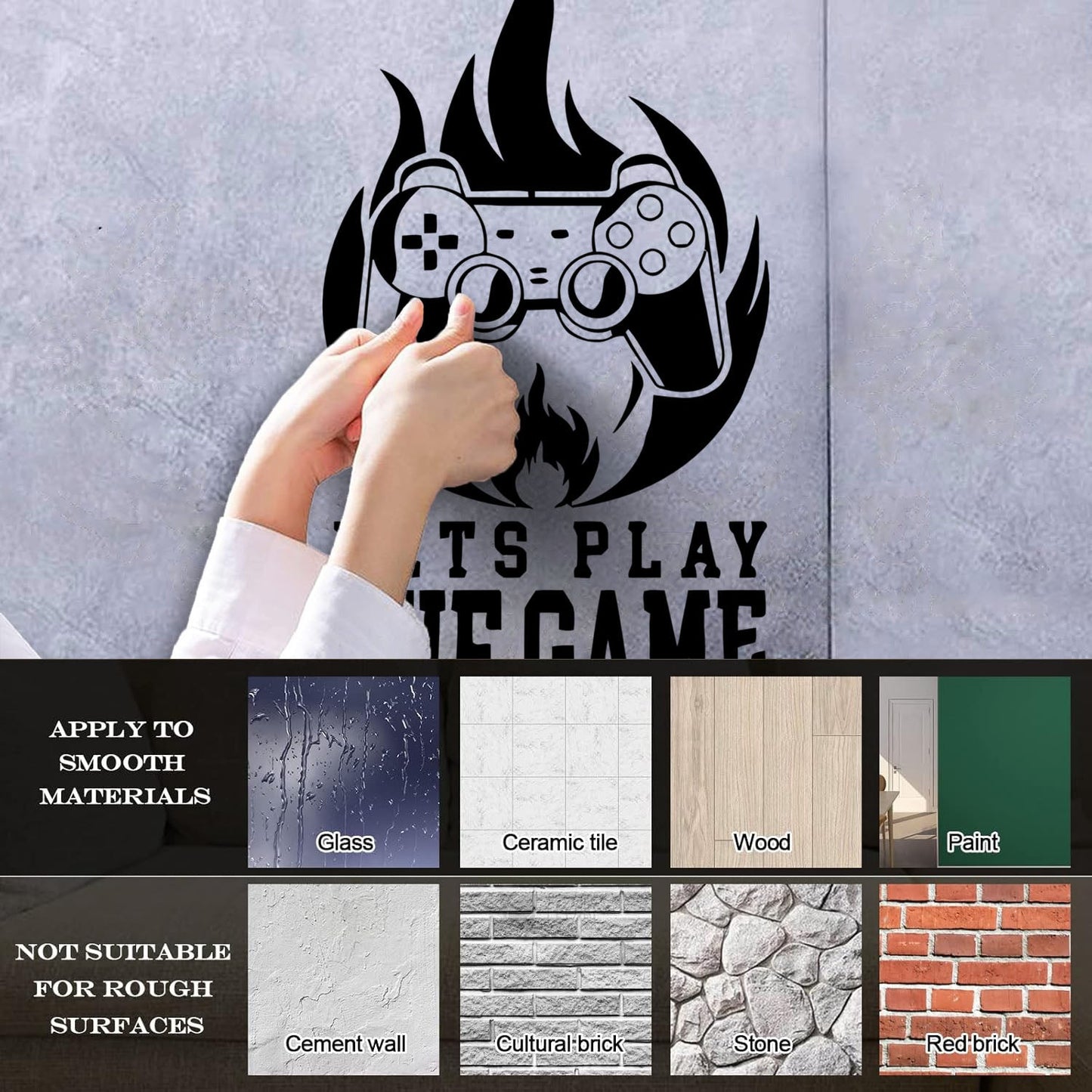 Fine Carving Stickers Joystick Player Game Console Caption Glass Stickers