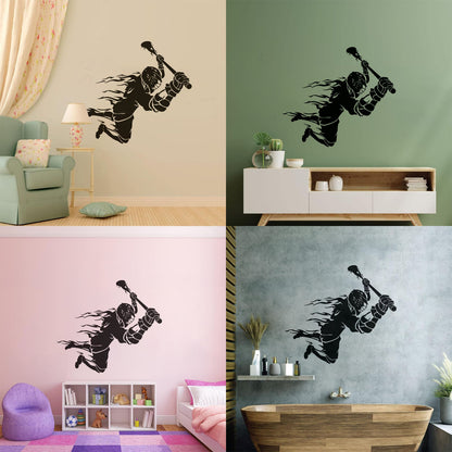 Wall Stickers Lacrosse Player Ball Team Game Sport Store Decoration