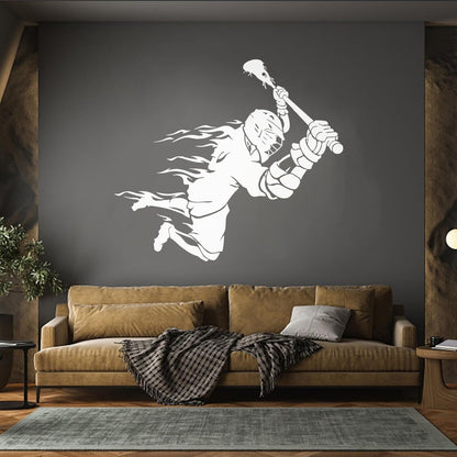 Wall Stickers Lacrosse Player Ball Team Game Sport Store Decoration