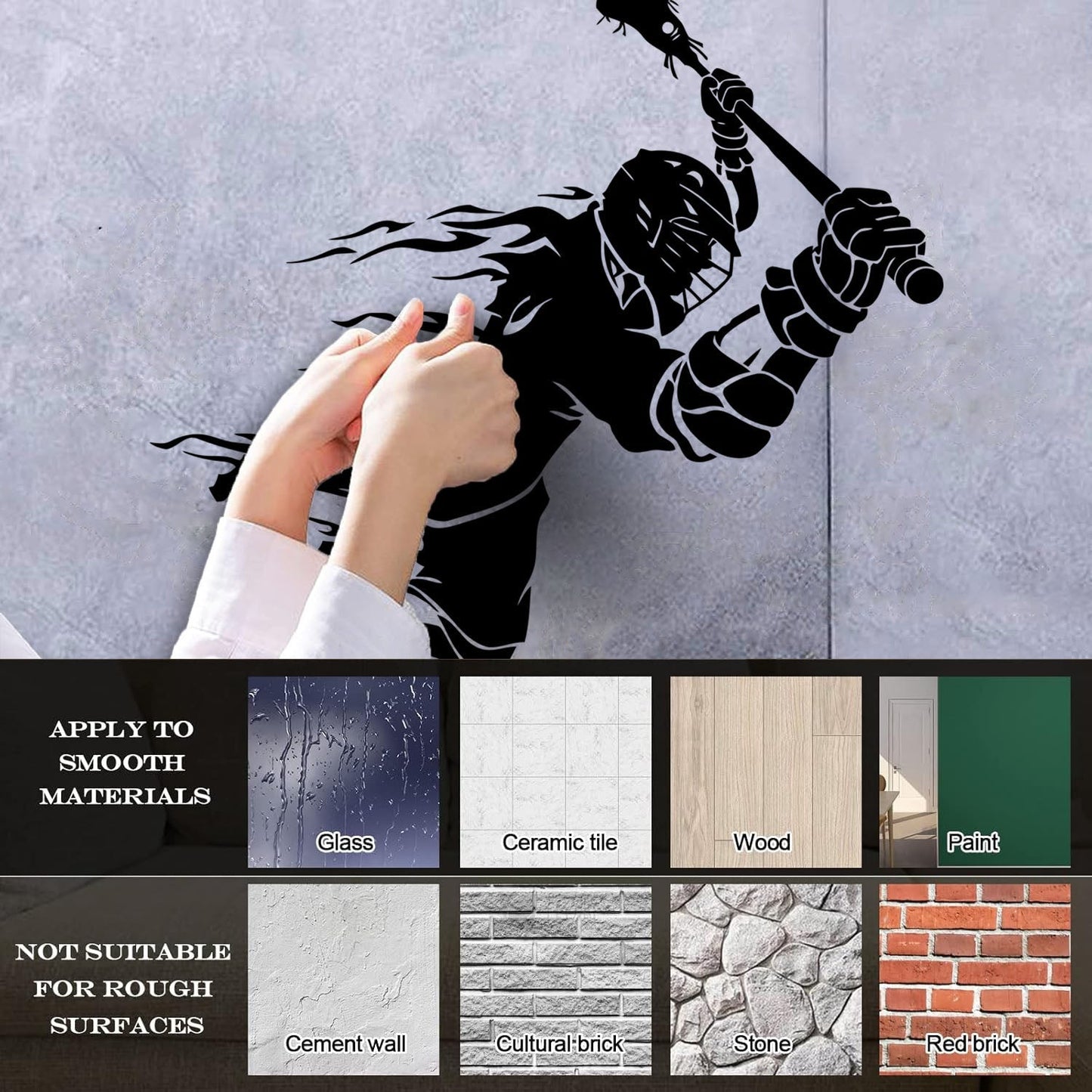 Wall Stickers Lacrosse Player Ball Team Game Sport Store Decoration