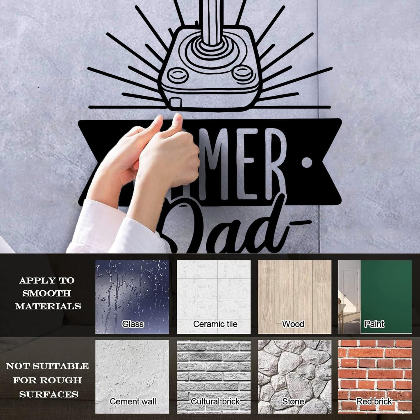 Engraving Stickers Player Dad Game Joystick Words Self Adhesive