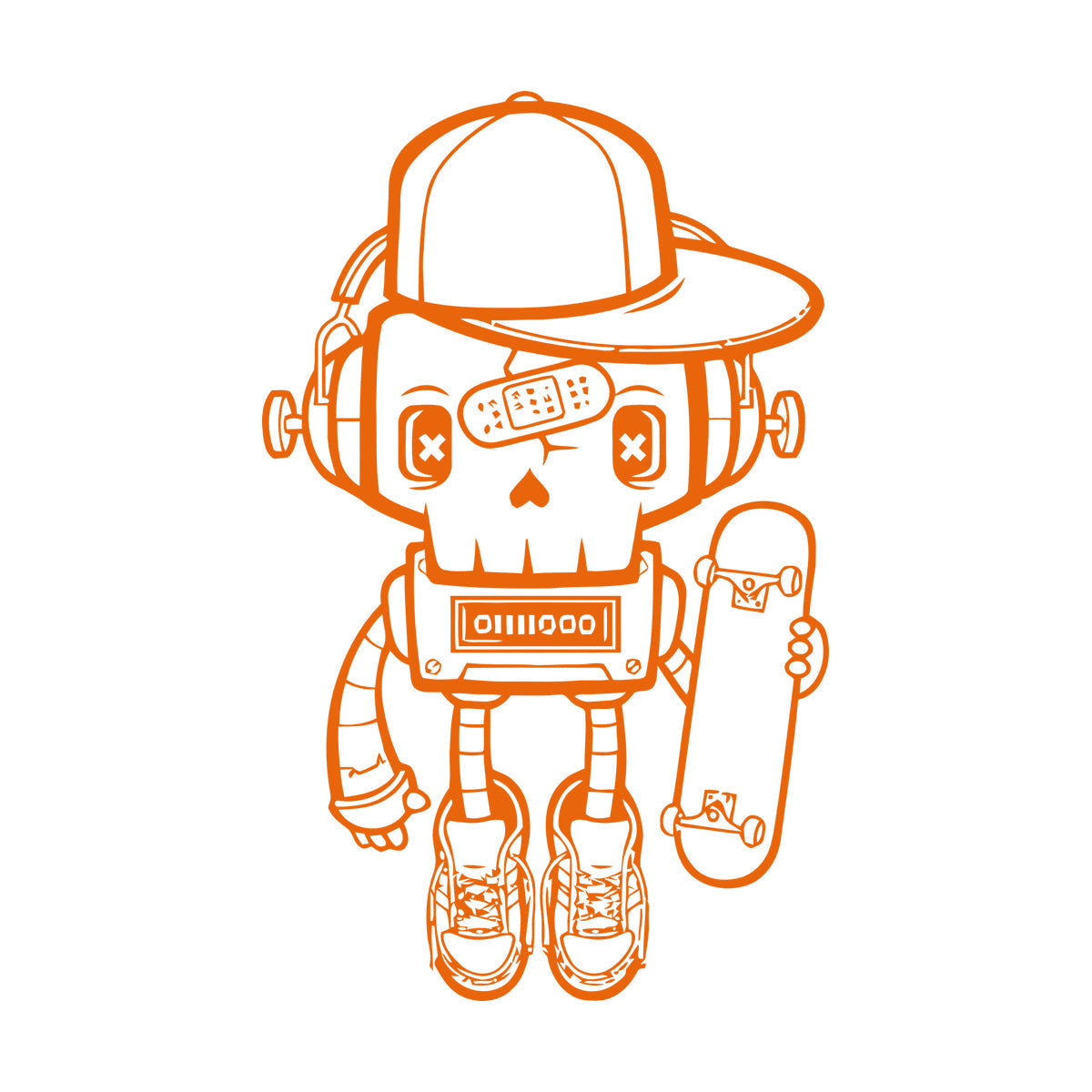 Lettering Stickers Robot Skateboarder Teenager Player Sport Skate Equipped With Transfer Film Kit