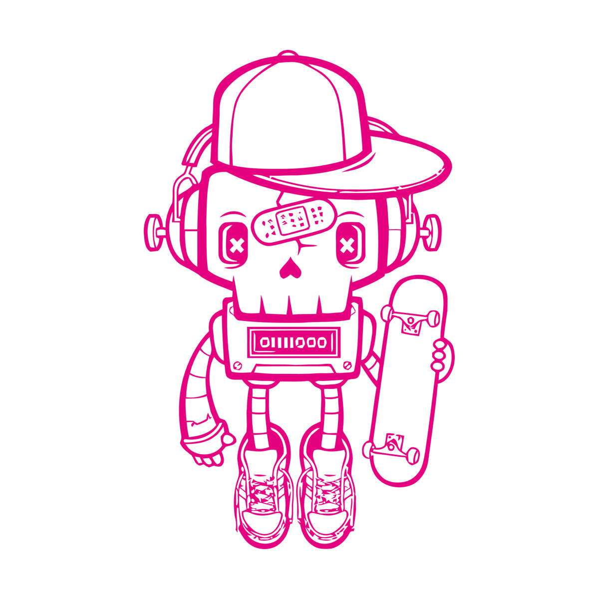 Lettering Stickers Robot Skateboarder Teenager Player Sport Skate Equipped With Transfer Film Kit