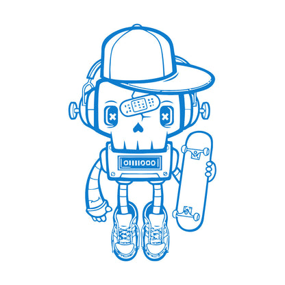 Lettering Stickers Robot Skateboarder Teenager Player Sport Skate Equipped With Transfer Film Kit