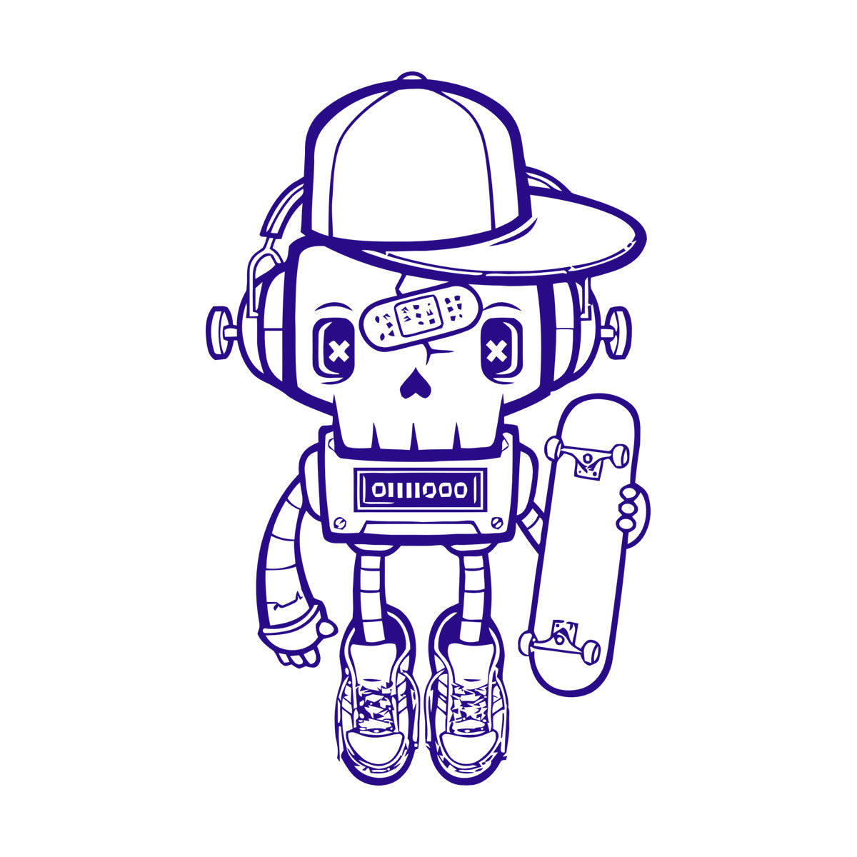 Lettering Stickers Robot Skateboarder Teenager Player Sport Skate Equipped With Transfer Film Kit