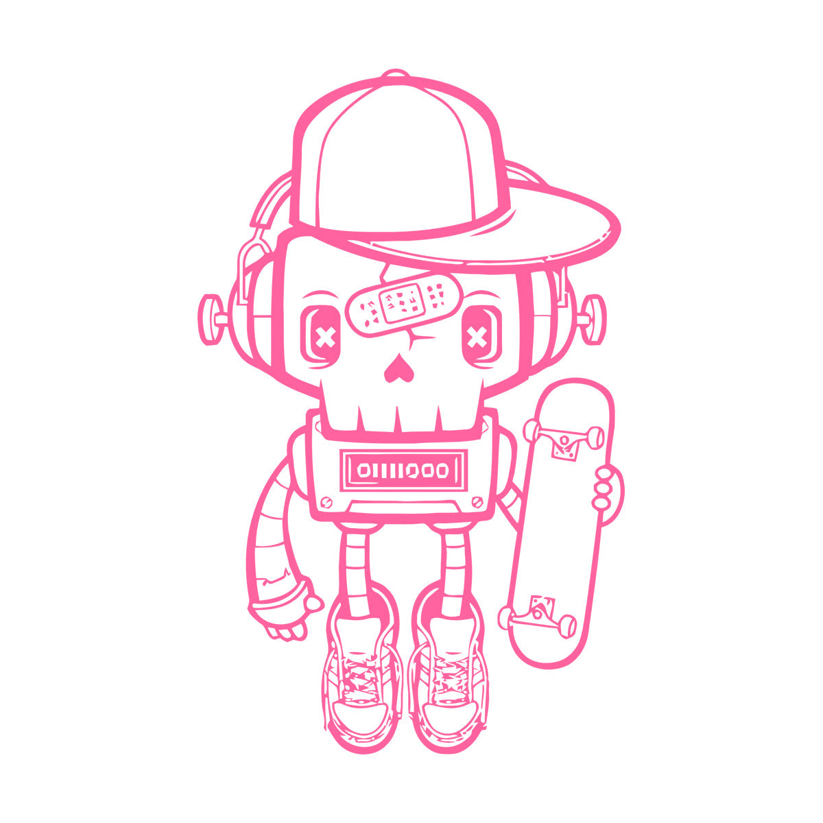 Lettering Stickers Robot Skateboarder Teenager Player Sport Skate Equipped With Transfer Film Kit