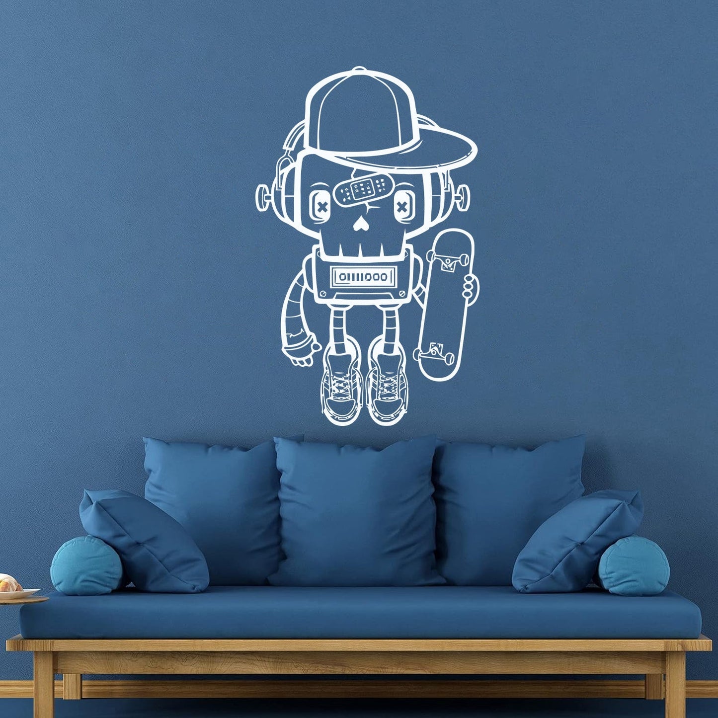 Lettering Stickers Robot Skateboarder Teenager Player Sport Skate Equipped With Transfer Film Kit