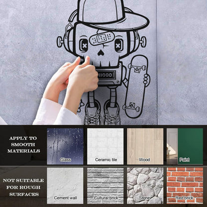 Lettering Stickers Robot Skateboarder Teenager Player Sport Skate Equipped With Transfer Film Kit