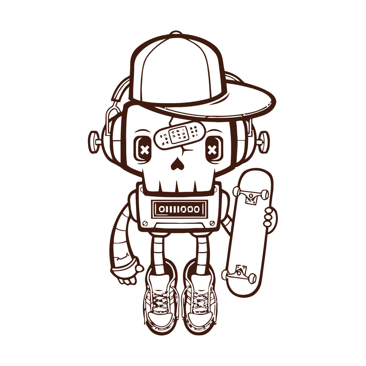 Lettering Stickers Robot Skateboarder Teenager Player Sport Skate Equipped With Transfer Film Kit