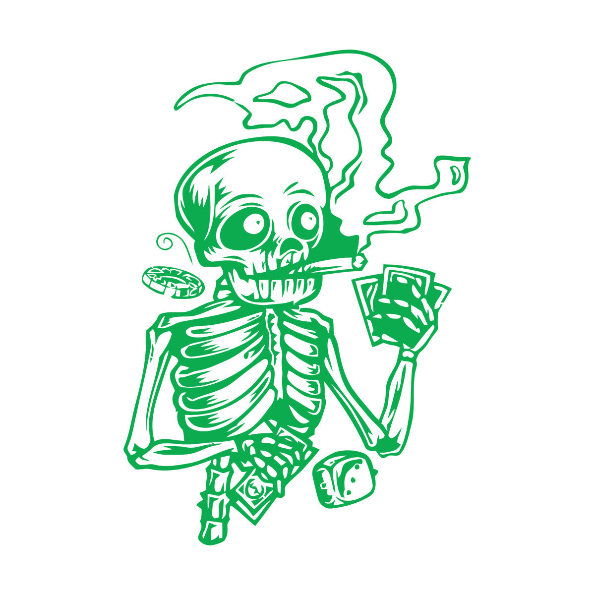 Vinyl Wall Stickers Skeleton Player Poker Casino Cards Art Mural Painting