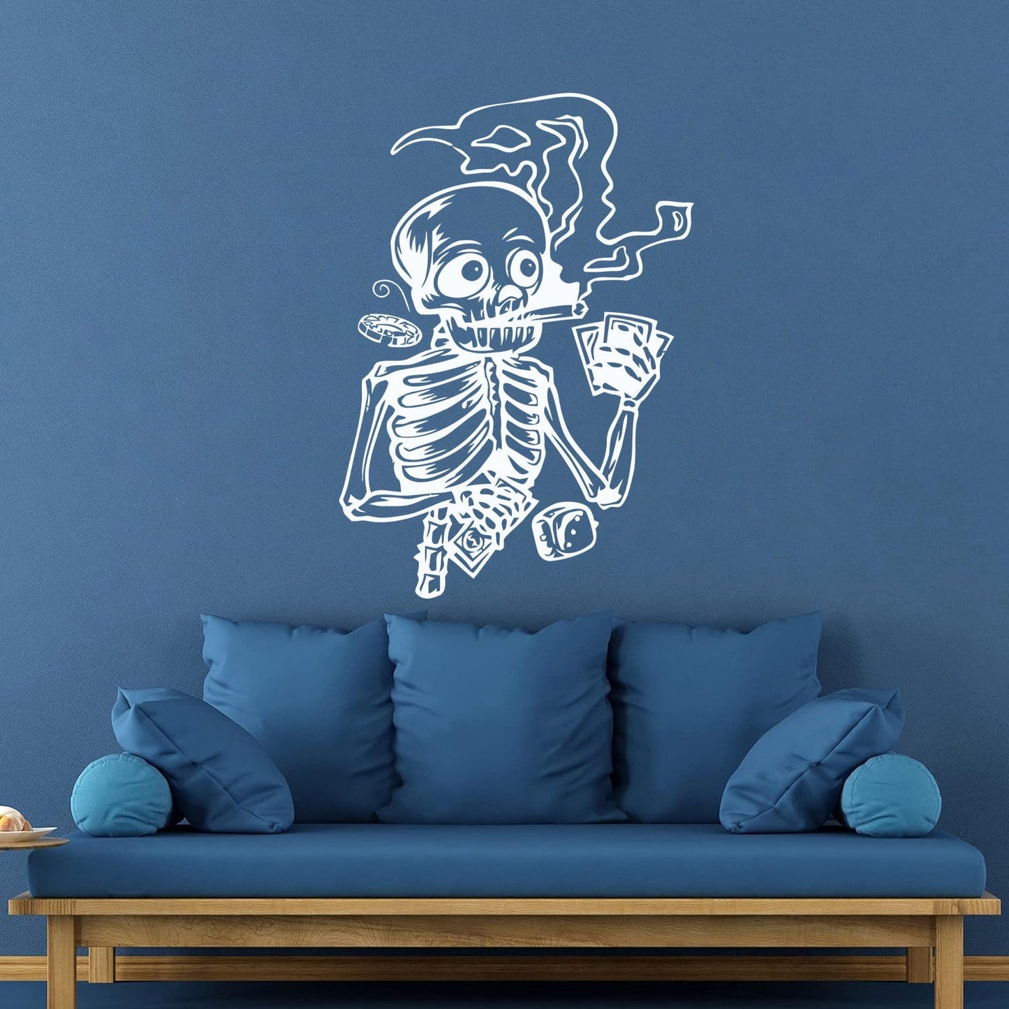 Vinyl Wall Stickers Skeleton Player Poker Casino Cards Art Mural Painting