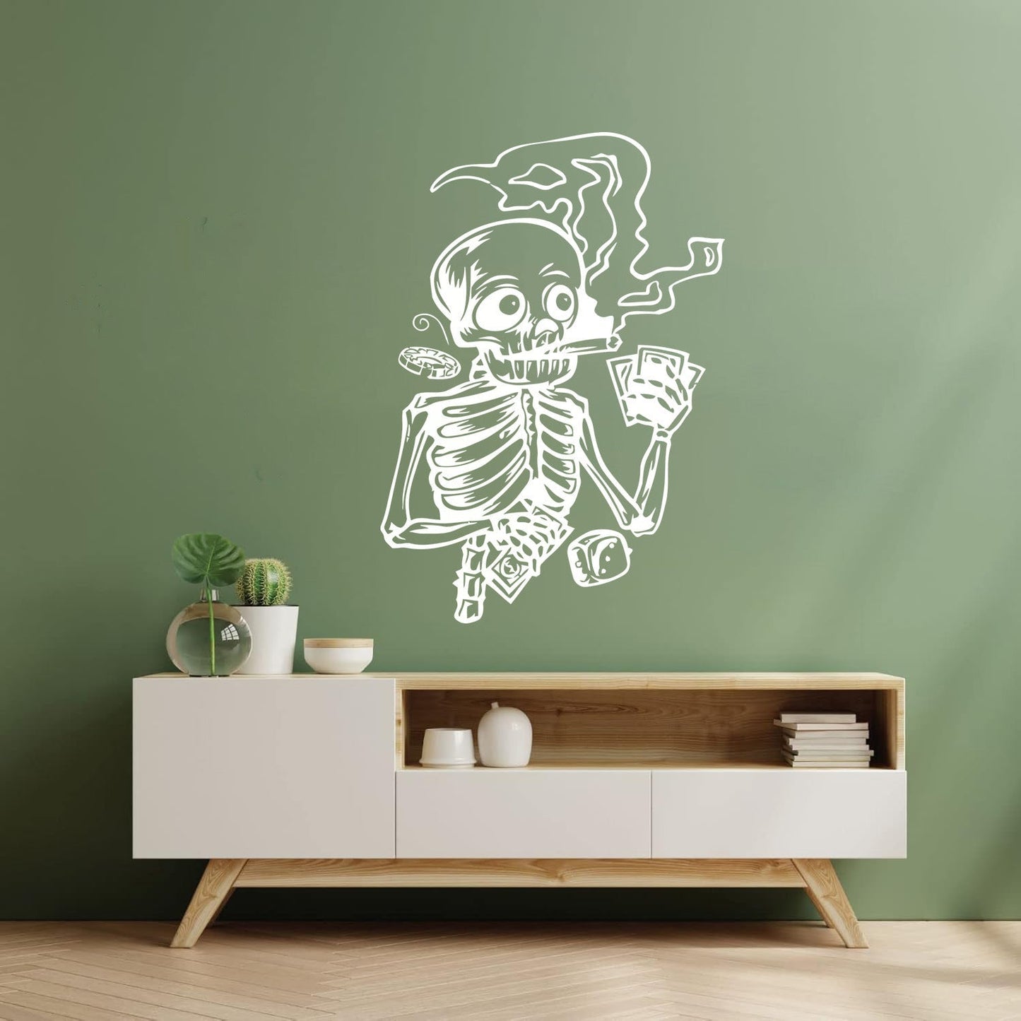 Vinyl Wall Stickers Skeleton Player Poker Casino Cards Art Mural Painting
