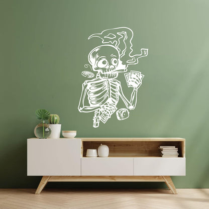 Vinyl Wall Stickers Skeleton Player Poker Casino Cards Art Mural Painting