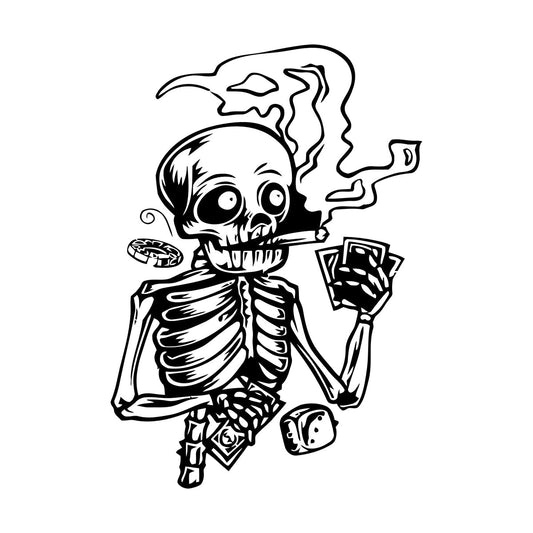 Vinyl Wall Stickers Skeleton Player Poker Casino Cards Art Mural Painting