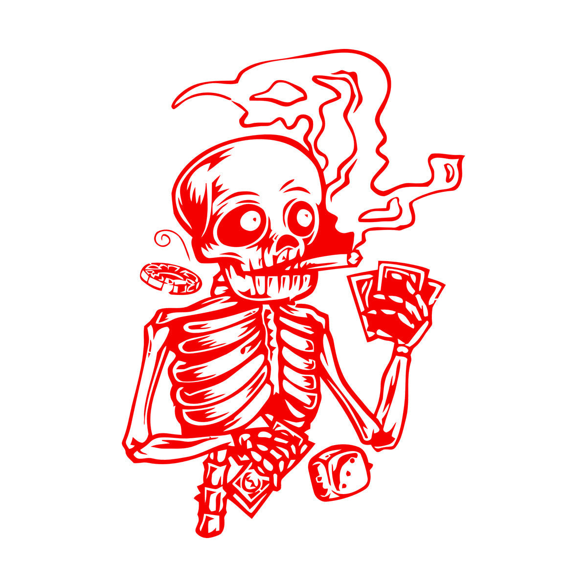 Vinyl Wall Stickers Skeleton Player Poker Casino Cards Art Mural Painting