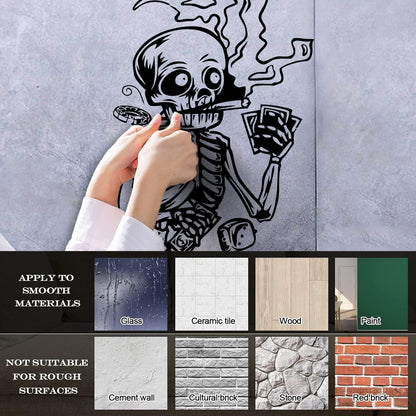 Vinyl Wall Stickers Skeleton Player Poker Casino Cards Art Mural Painting