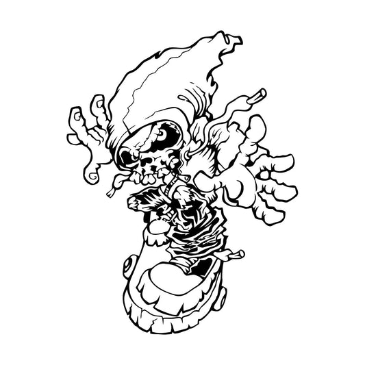 Skeleton Skull Sports Youth Skateboard Sports Wall Decals Multiple Size Options