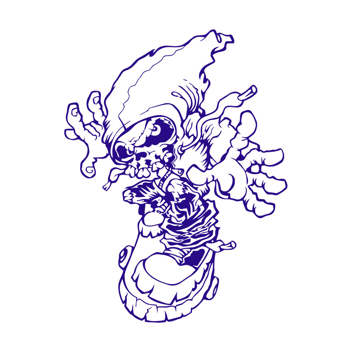 Skeleton Skull Sports Youth Skateboard Sports Wall Decals Multiple Size Options