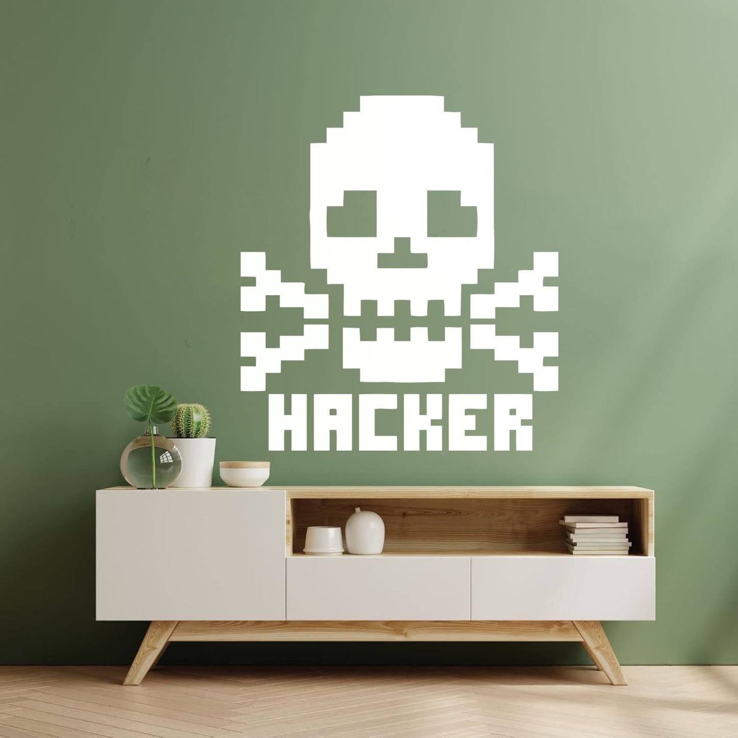 Vinyl Wall Decals Skull Bones Hacker Character Computer Waterproof