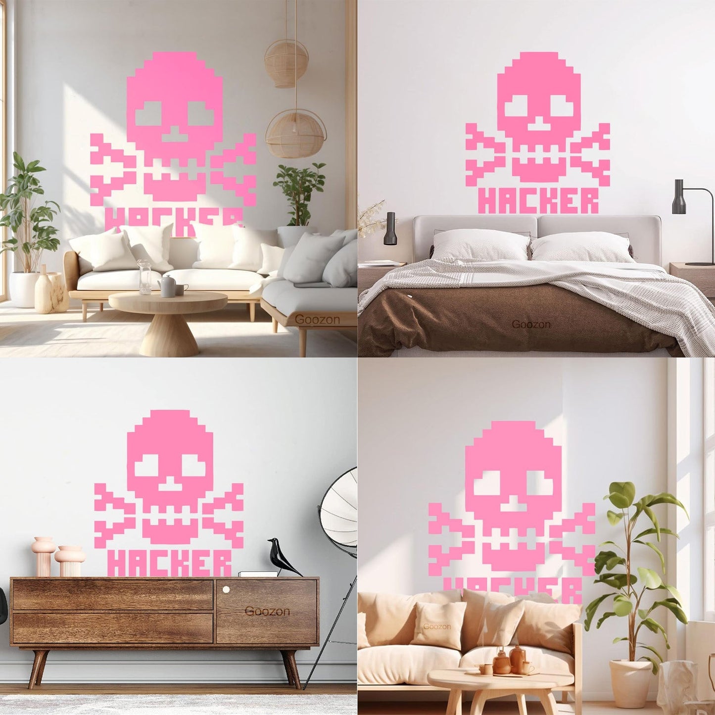 Vinyl Wall Decals Skull Bones Hacker Character Computer Waterproof