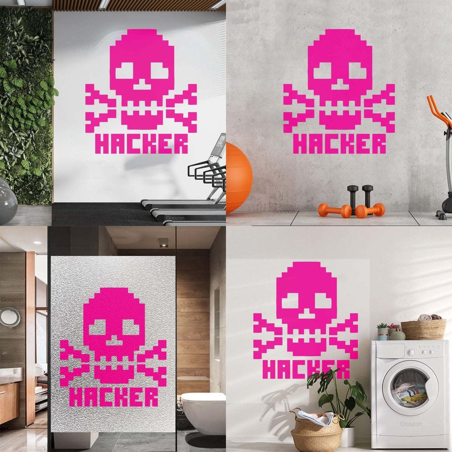 Vinyl Wall Decals Skull Bones Hacker Character Computer Waterproof