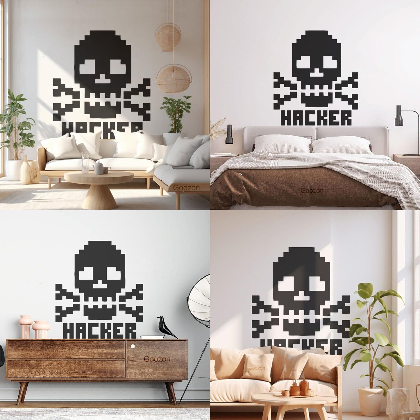 Vinyl Wall Decals Skull Bones Hacker Character Computer Waterproof