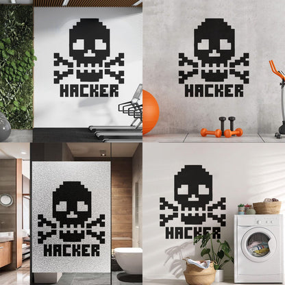 Vinyl Wall Decals Skull Bones Hacker Character Computer Waterproof