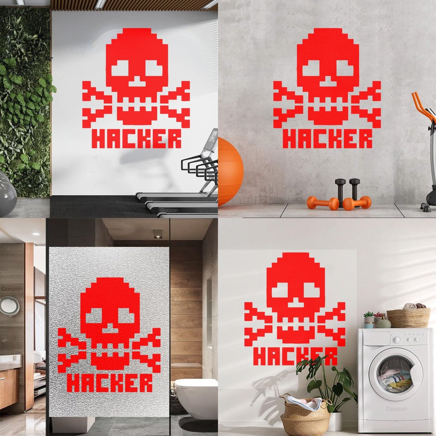 Vinyl Wall Decals Skull Bones Hacker Character Computer Waterproof