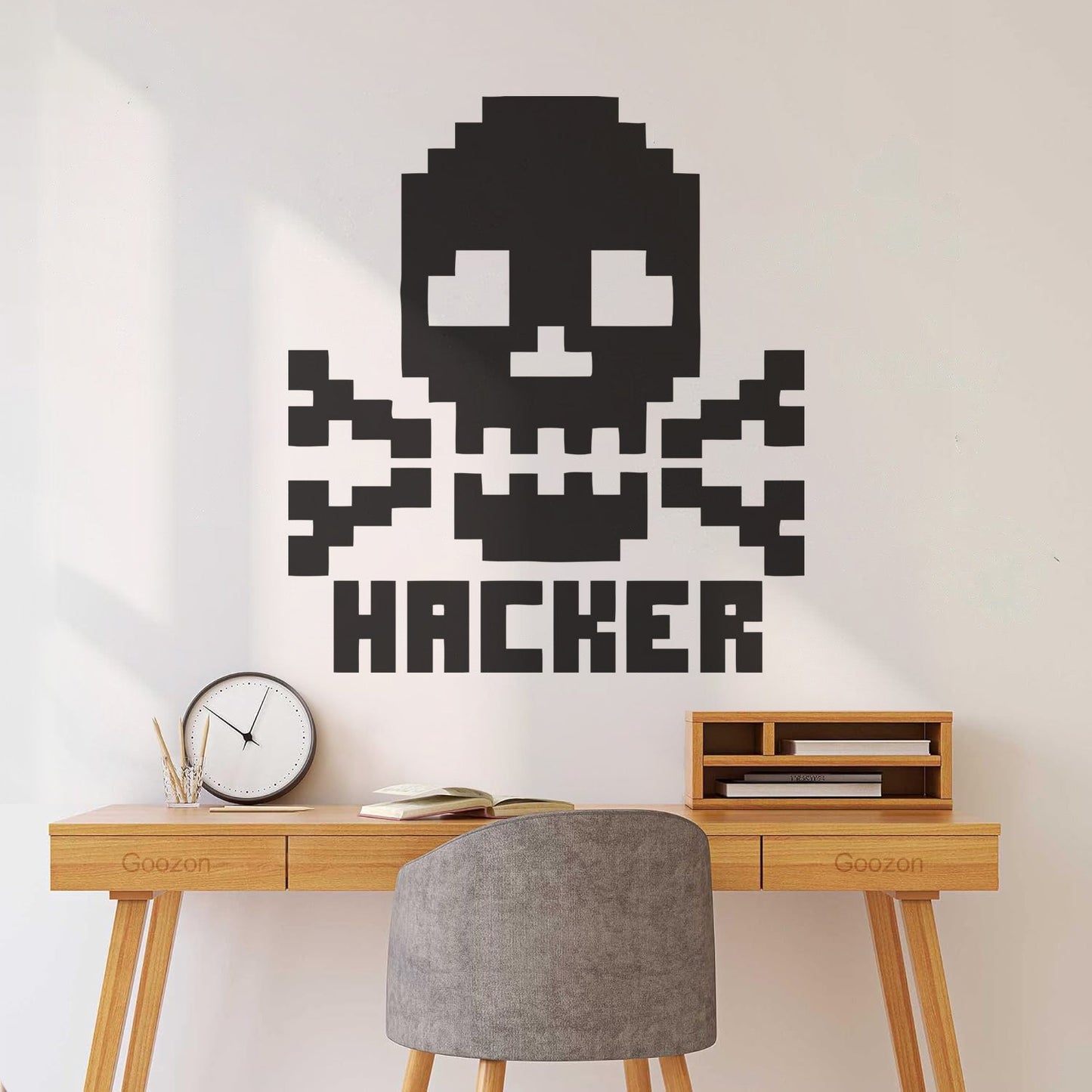 Vinyl Wall Decals Skull Bones Hacker Character Computer Waterproof