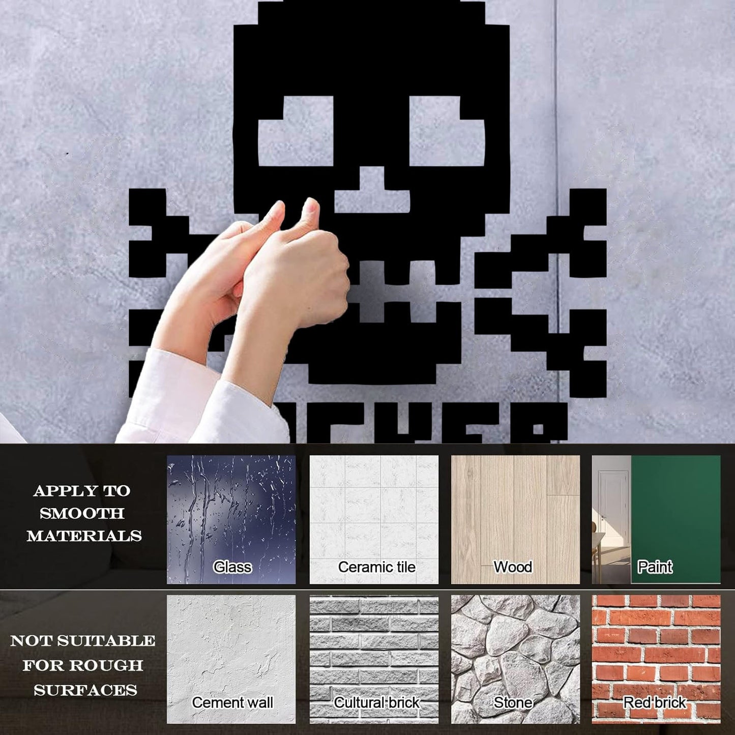 Vinyl Wall Decals Skull Bones Hacker Character Computer Waterproof