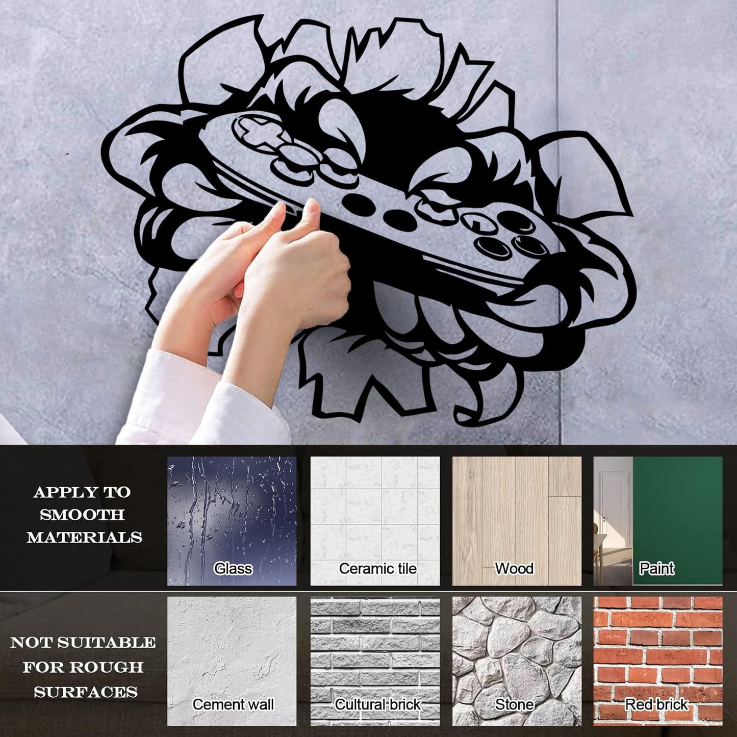 Mural And Wall Vinyl Decal Video Game Player Joystick Monster Hands Personalized Customization