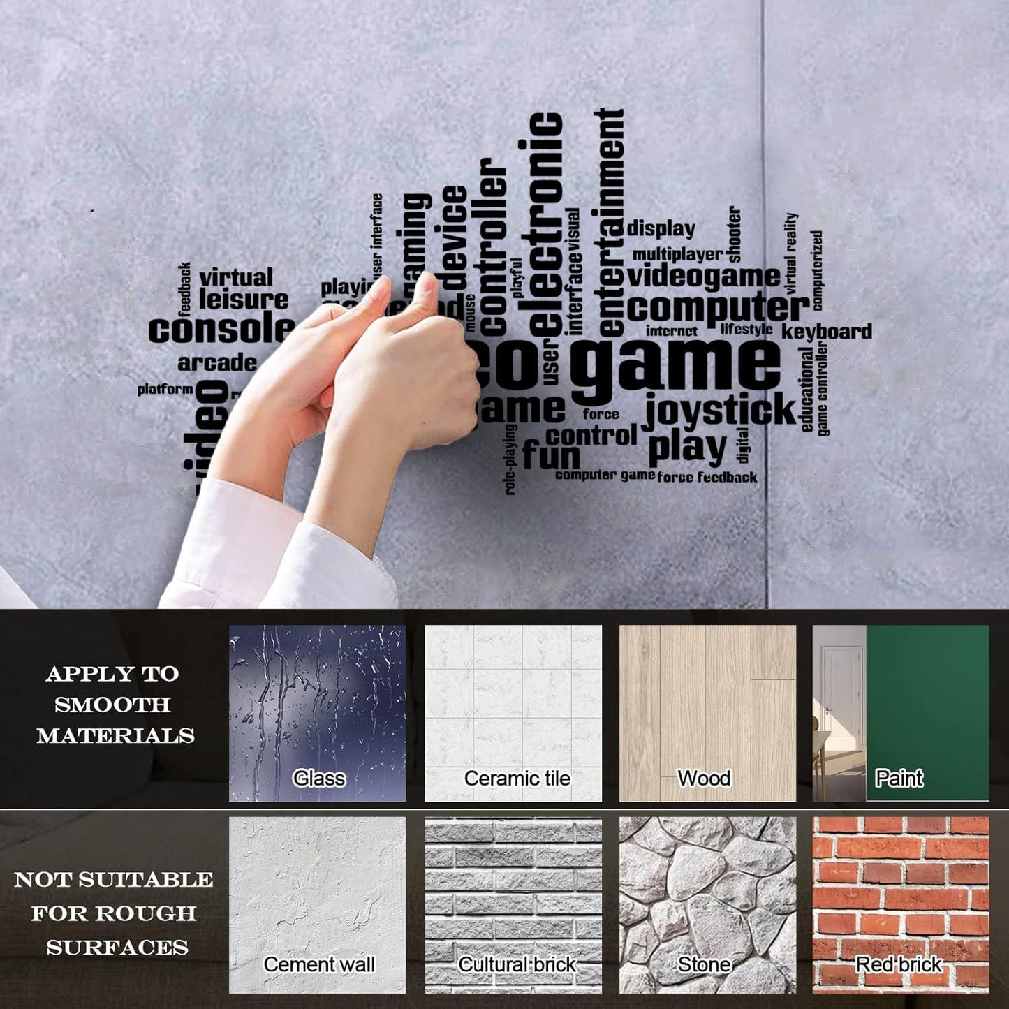 Incentive Phrases Video Game Play Joystick Computer Wall Stickers Can Modify And Add Information