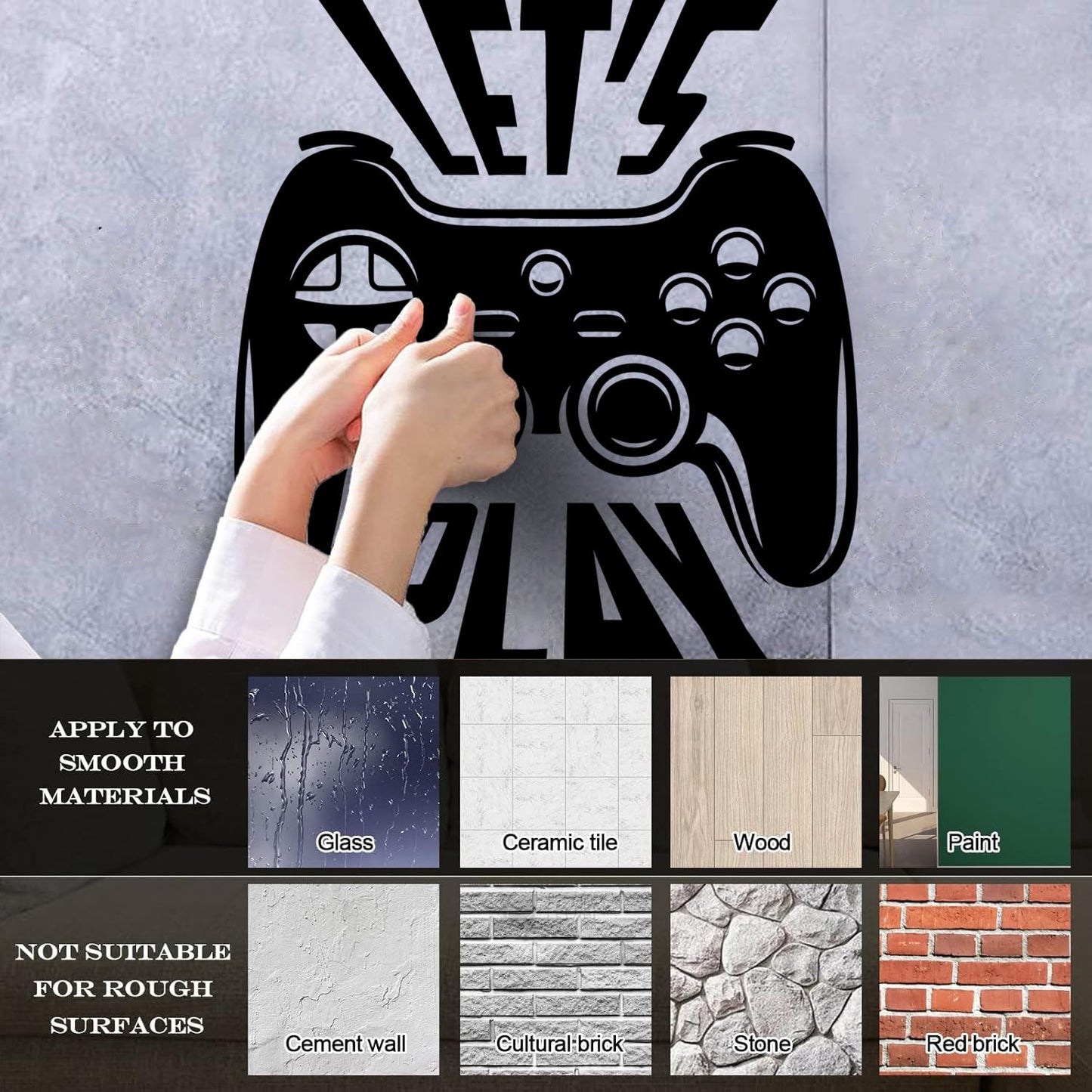 Fine Carving Decals Joystick Let'S Play Player Game Zone Art Decoration