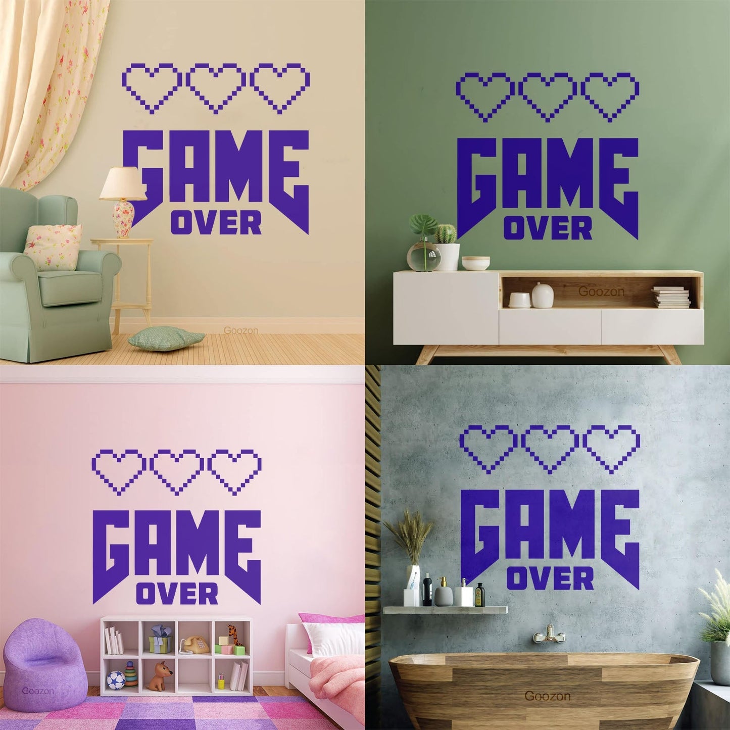 Wall Decals Paster Paper Picture With Inscription Game Over Game Zone Tattoo Culture