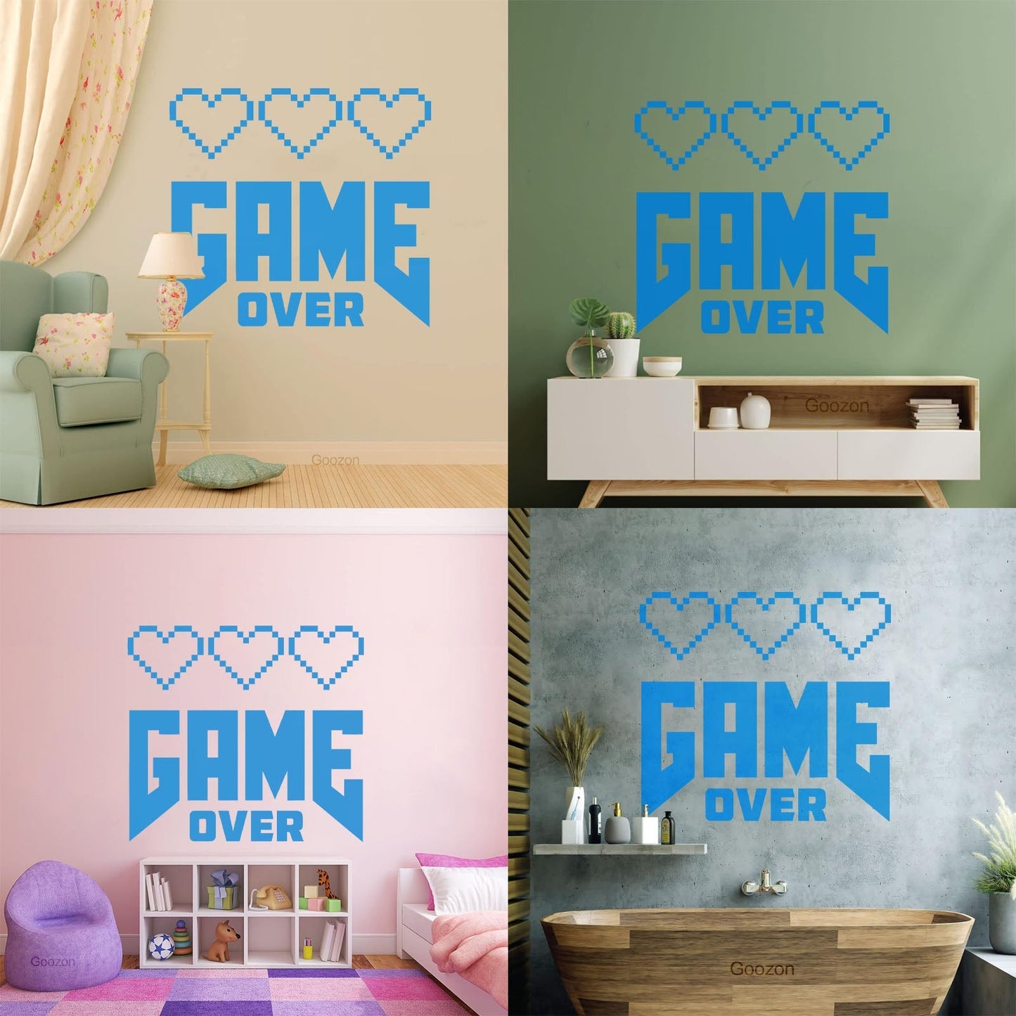 Wall Decals Paster Paper Picture With Inscription Game Over Game Zone Tattoo Culture