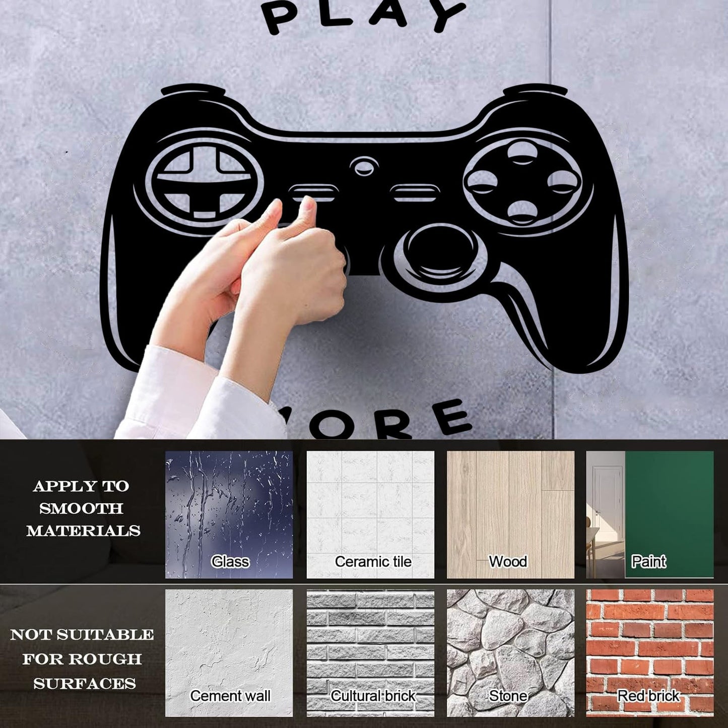 Vinyl Wall Stickers Play More Games Play Removable Without Leaving Glue