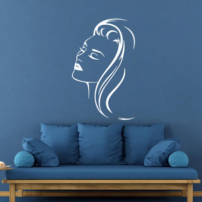 Fine Carving Stickers Beautiful Woman Portrait Barbershop Beauty Salon Appeal Girl Hair Hairstyle Multiple Size Options