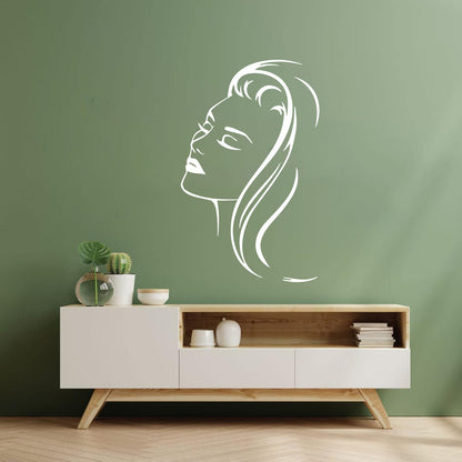Fine Carving Stickers Beautiful Woman Portrait Barbershop Beauty Salon Appeal Girl Hair Hairstyle Multiple Size Options
