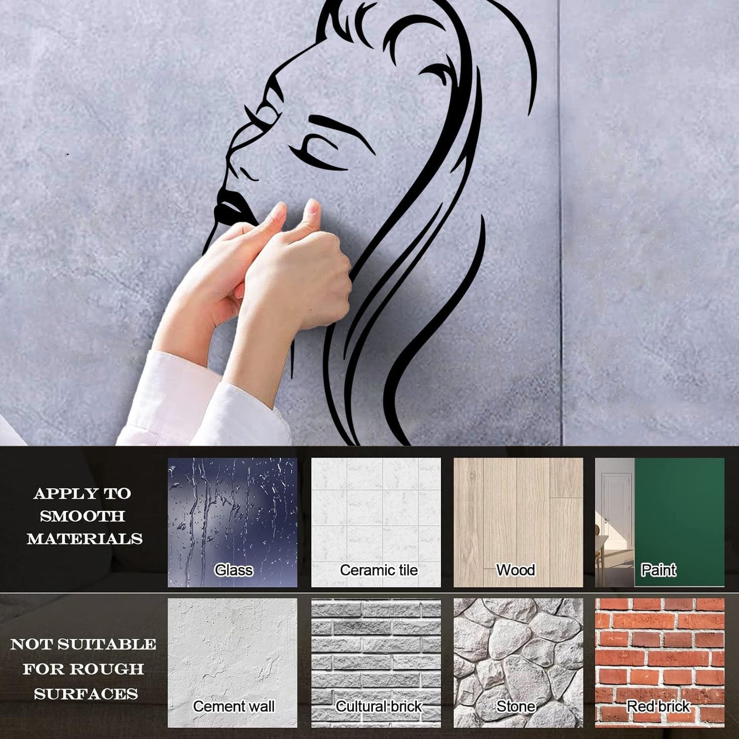 Fine Carving Stickers Beautiful Woman Portrait Barbershop Beauty Salon Appeal Girl Hair Hairstyle Multiple Size Options