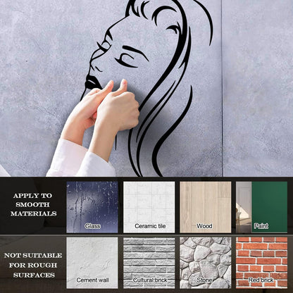 Fine Carving Stickers Beautiful Woman Portrait Barbershop Beauty Salon Appeal Girl Hair Hairstyle Multiple Size Options