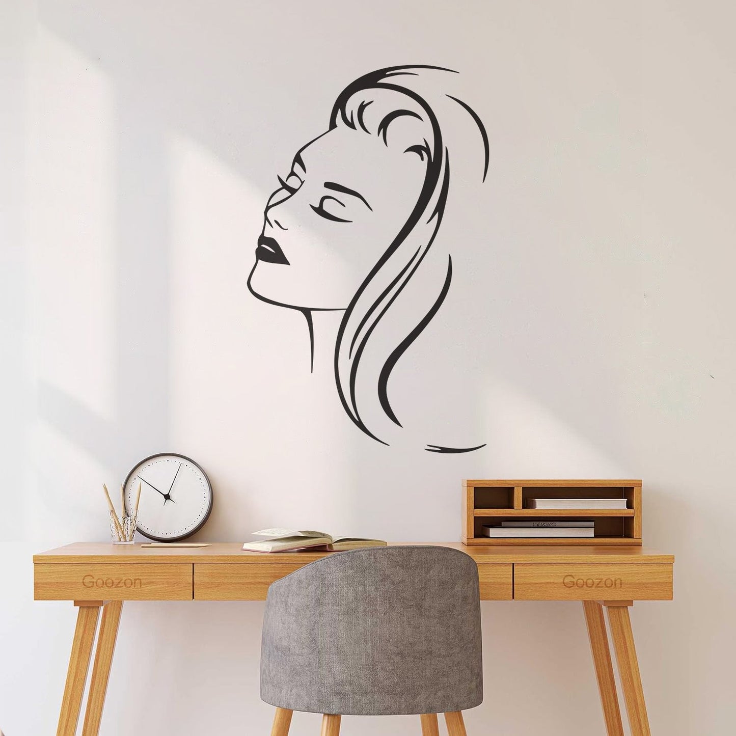 Fine Carving Stickers Beautiful Woman Portrait Barbershop Beauty Salon Appeal Girl Hair Hairstyle Multiple Size Options