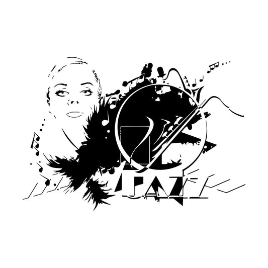 Wall Stickers Beautiful Woman Appeal Girl Music Jazz Waterproof