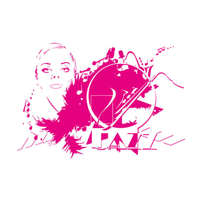 Wall Stickers Beautiful Woman Appeal Girl Music Jazz Waterproof