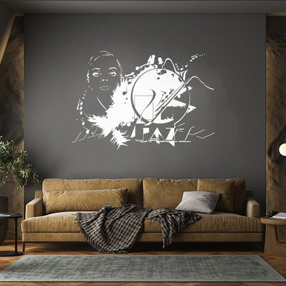 Wall Stickers Beautiful Woman Appeal Girl Music Jazz Waterproof