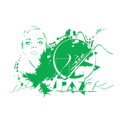 Wall Stickers Beautiful Woman Appeal Girl Music Jazz Waterproof