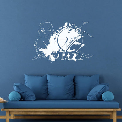 Wall Stickers Beautiful Woman Appeal Girl Music Jazz Waterproof