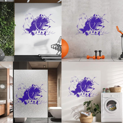 Wall Stickers Beautiful Woman Appeal Girl Music Jazz Waterproof